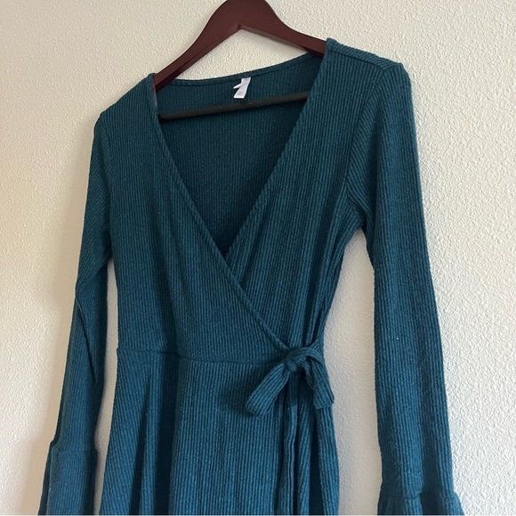 Target Xhiliration Women’s Turquoise Mock Wrap Ribbed A Line Dress Size XS - Picture 1 of 7